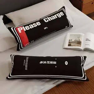 Creative battery long pillow for sofa and office chair, comfortable lumbar support cushion.
