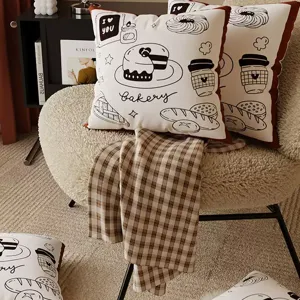 Vintage Kissenbezug mit Bäckerei Strichmuster Design für Wohnzimmer Sofa und Schlafzimmer