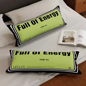 Long battery-shaped throw pillow, creative green and black lumbar cushion for sofa, bed, and office.