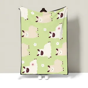 Cute sheep pattern flannel blanket, cozy and soft for office nap or knee coverage.