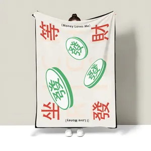 Mini flannel throw blanket for office nap, soft cozy knee blanket with funny letter print