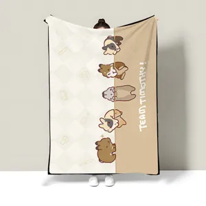 Cozy autumn winter small blanket cute cartoon guinea pig office nap knee cover throw blanket