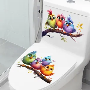 Cute cartoon bird toilet sticker waterproof self-adhesive bathroom cover decor decal