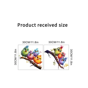 Cute cartoon birds tree branch wall sticker self adhesive waterproof decor for kids room 2pcs