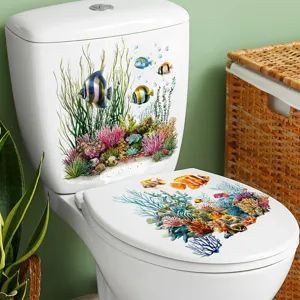 Waterproof underwater world toilet sticker coral fish self-adhesive bathroom decor decal