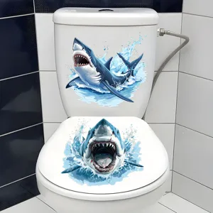 Waterproof shark toilet sticker self-adhesive vinyl decal for bathroom decor home