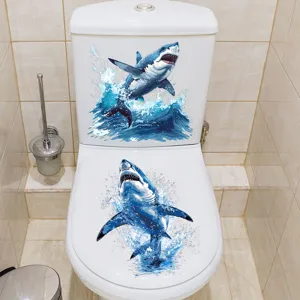 Waterproof shark toilet sticker self-adhesive bathroom decor removable decal for home use