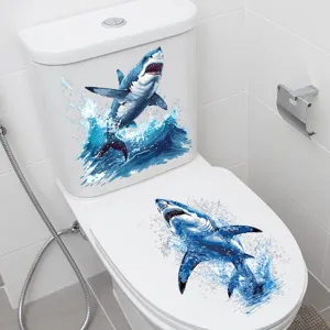 Waterproof 3D Great White Shark Toilet Sticker Removable Bathroom Decal Home Decor