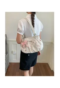 Sac porté épaule plissé pour femmes style coréen avec pois colorés et joli nœud.