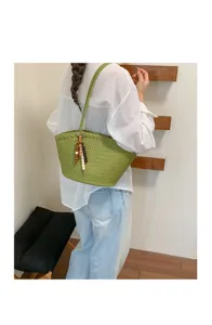 Borsa a spalla in pelle intrecciata verde borsa sotto il braccio minimalista borsa da donna
