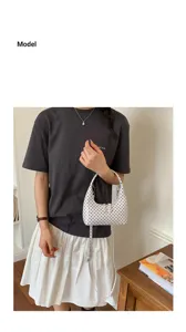 Women minimalist polka dot crescent handbag fashion shoulder crossbody bag chic white