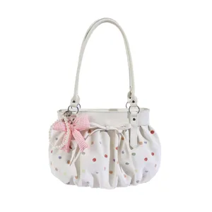 Sac a main sous les bras style coreen femme blanc pois colores sac bandouliere doux