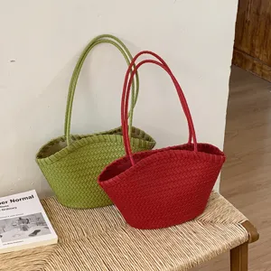 Borsa a spalla intrecciata da donna elegante shopper borsa a mano casual stile chic moderno