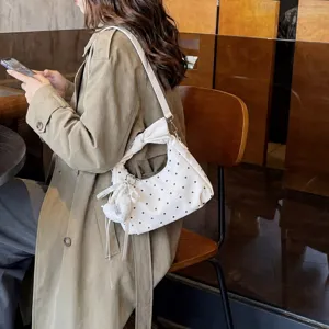 Women polka dot crescent shoulder bag stylish casual handbag niche design chic crossbody bag