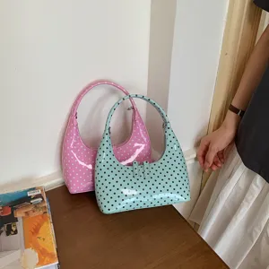 Minimalist PU Leather Polka Dot Crescent Bag For Women Fashion Casual Shoulder Crossbody Bag Handbag Lady Daily Purse