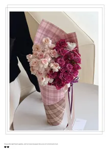 Carta da imballaggio floreale a quadri ispessita per bouquet, carta modellante rigida per fioristi.