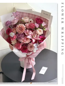 Carta da regalo per fiori spessa 150g carta da imballaggio a quadri per bouquet floreale