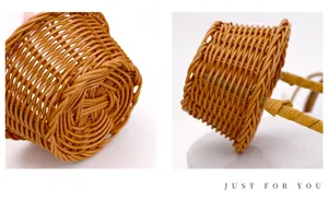 Handmade woven flower basket brown rattan plant pot decorative container for home garden decor