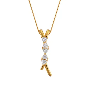 Minimalist geometric Y-shaped zirconia necklace pendant detail showcasing sparkling crystal stones.