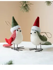 Christmas felt bird hanging ornaments cute holiday tree decor rustic indoor display props