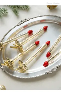 Champagner goldene und rote Glaskerzen Ornamente Set fuer Weihnachtsbaum Dekoration und Tisch