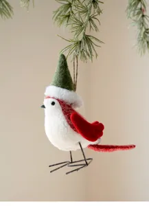 Christmas felt bird ornament hanging decoration for holiday tree window showcase display props