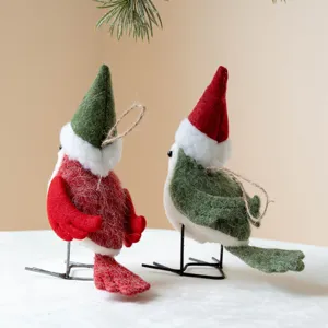 Christmas felt bird ornament cute holiday hanging decoration festive tabletop decor set of two
