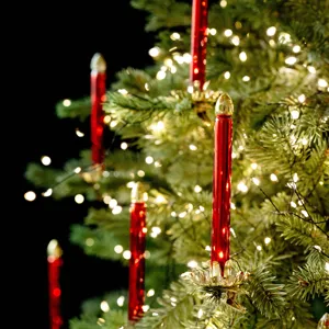 Rote Glas Kerzen Weihnachtsbaumschmuck Set mit dekorativem Clip fuer festliche Feiertage