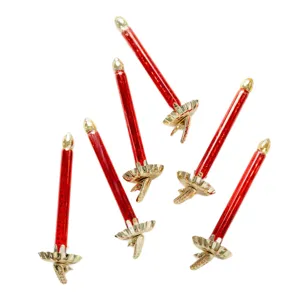 Rote Glas Kerzen Clip Weihnachtsbaum Dekoration Set mit sechs festlichen Anhaengern