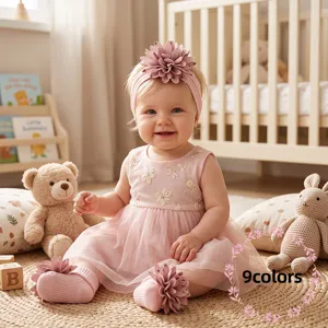 Baby Headband And Socks Polyester Floral Jacquard Infants Anti-Slip Hair Accessory Footwear Newborn Photography Props Headwear