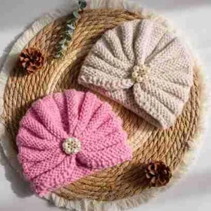 Infant Knitted Turban Hat Cute Bowknot Baby Beanie Cap Soft Comfortable Detail View
