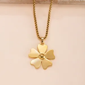 Stainless Steel Pendant Necklace Minimalist Gold Plated Floral Leaf Bow Star Shape DIY Jewelry Accessories For Women