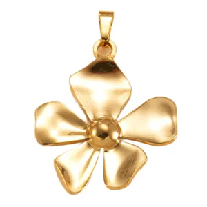 Gold stainless steel five petal flower pendant DIY jewelry necklace accessory for women charm
