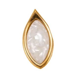 Ciondolo a navetta in acciaio inossidabile con pietra naturale, elegante accessorio per collana.