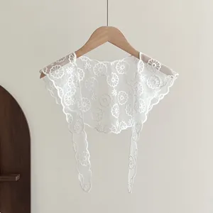 White lace mesh triangle scarf shawl sweet floral embroidery versatile waist skirt curtain