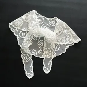 White floral lace triangular scarf skirt wrap versatile mesh waist shawl for women