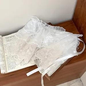 Λευκή δαντελωτή φούστα επέκταση στρώση δικτυωτό μίνι φούστα γυναικεία μόδα λεπτομέρειες