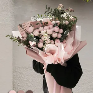 Koreanischer Stil rosa Rosen Blumenstrauß frische Blumen Geschenkverpackung wasserdicht