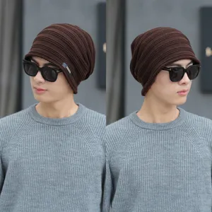 Bonnet Tricot Hiver Homme Femme Doublé Polaire Chaud Chapeau Slouch avec Logo