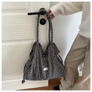 Bolso tote gris con patron de estrellas gran capacidad bolso de hombro informal elegante