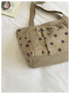 Borsa tote in corduroy a pois in stile coreano casual borsa a tracolla grande capacità