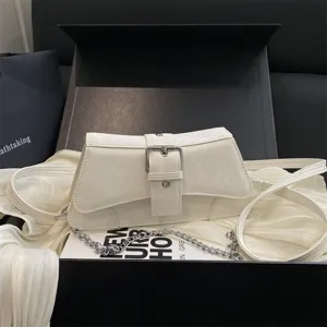 Vintage Stone Pattern Women Shoulder Baguette Bag With Metal Chain Link Small PU Leather Crossbody Bag Underarm Handbag