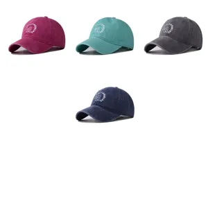 Classic washed cotton baseball cap with LA letter embroidery, casual unisex outdoor sun hat.