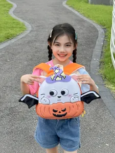 Cute Halloween pumpkin cat EVA shell backpack for kindergarten boys and girls cartoon schoolbag