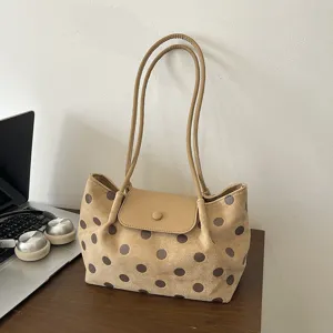 Chic polka dot tote bag for women, elegant casual shoulder bag with flap closure daily use.