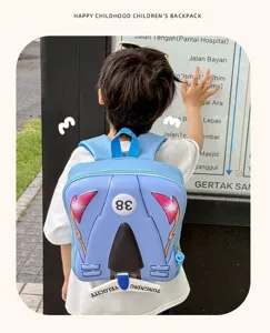 Kids EVA cartoon racing car backpack, cute lightweight ergonomic school bag for boys and girls.