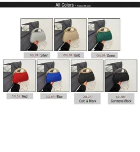 Elegant rhinestone evening bag with metal handle and chain strap, multi-color party handbag.