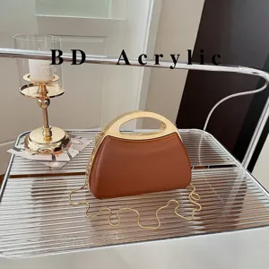 2026 New Acrylic Handbag Women Fashion Metal Chain Hard Shell Crossbody Evening Bag