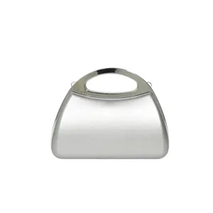 Silver hard shell evening bag women acrylic handbag metallic handle elegant clutch purse