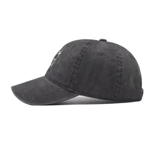 Vintage washed cotton baseball cap with cute heart embroidery for men and women outdoor style